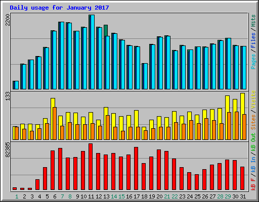 Daily usage for January 2017