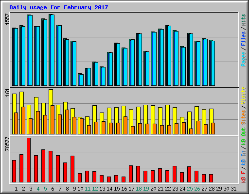 Daily usage for February 2017