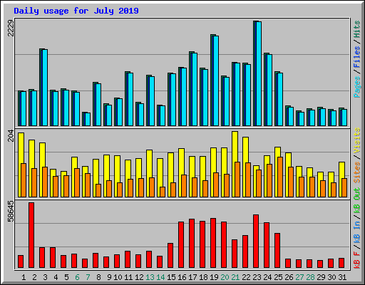 Daily usage for July 2019