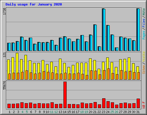 Daily usage for January 2020