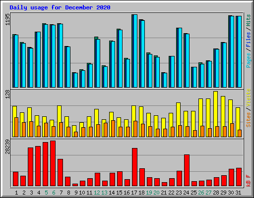 Daily usage for December 2020