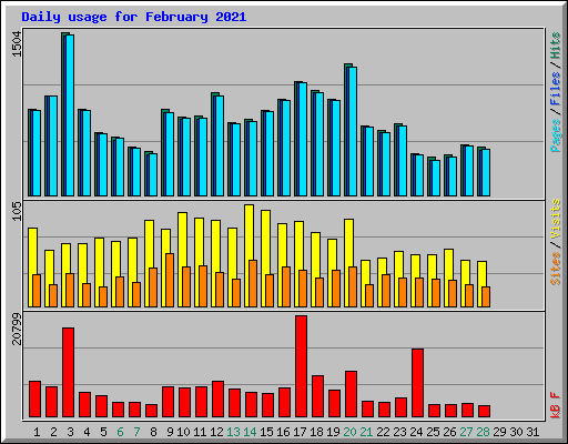 Daily usage for February 2021