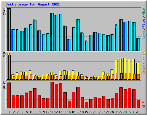 Daily usage for August 2021