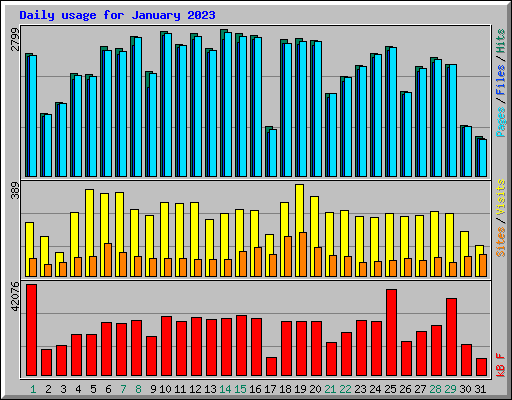Daily usage for January 2023