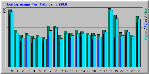 Hourly usage for February 2019